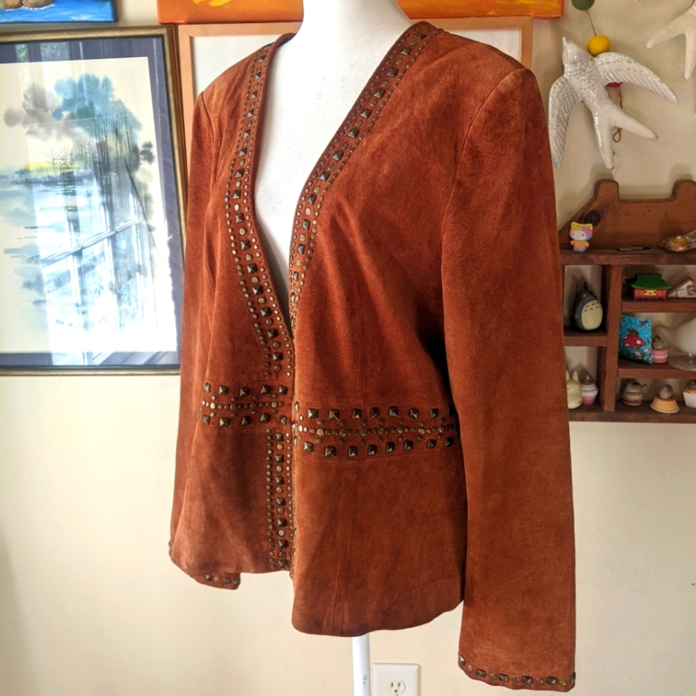 VTG C Concept Studded Suede Leather Jacket SZ 14